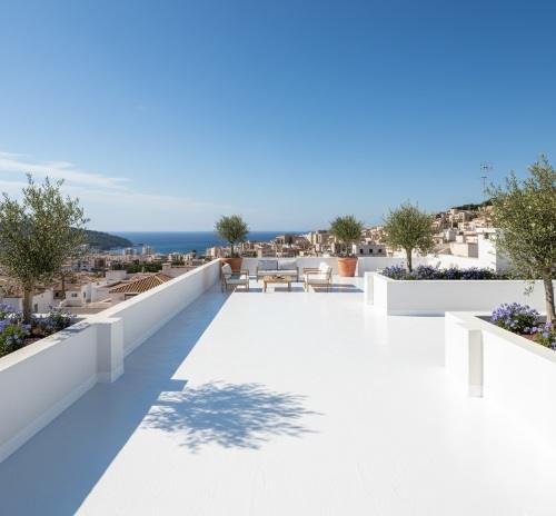Terraza impermeabilizada con poliurea, acabado continuo y protección frente al agua